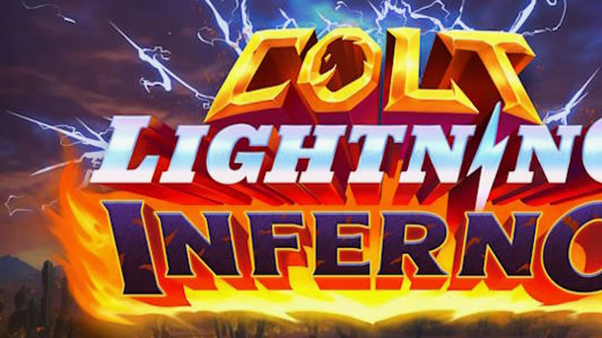 Colt Lightning Inferno স্লট গেমের একটি দৃশ্য যেখানে আগুনের শিখা এবং বজ্রপাতের প্রভাব দেখা যাচ্ছে