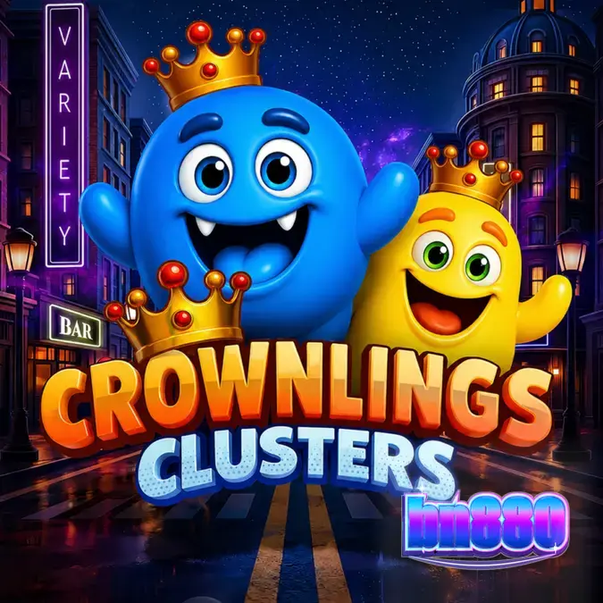 Crownlings Clusters স্লট গেমের রঙিন গ্রিড এবং প্রতীকসমূহ